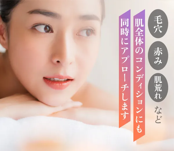 毛穴・赤み・肌荒れなど肌全体のコンディションにも同時にアプローチします